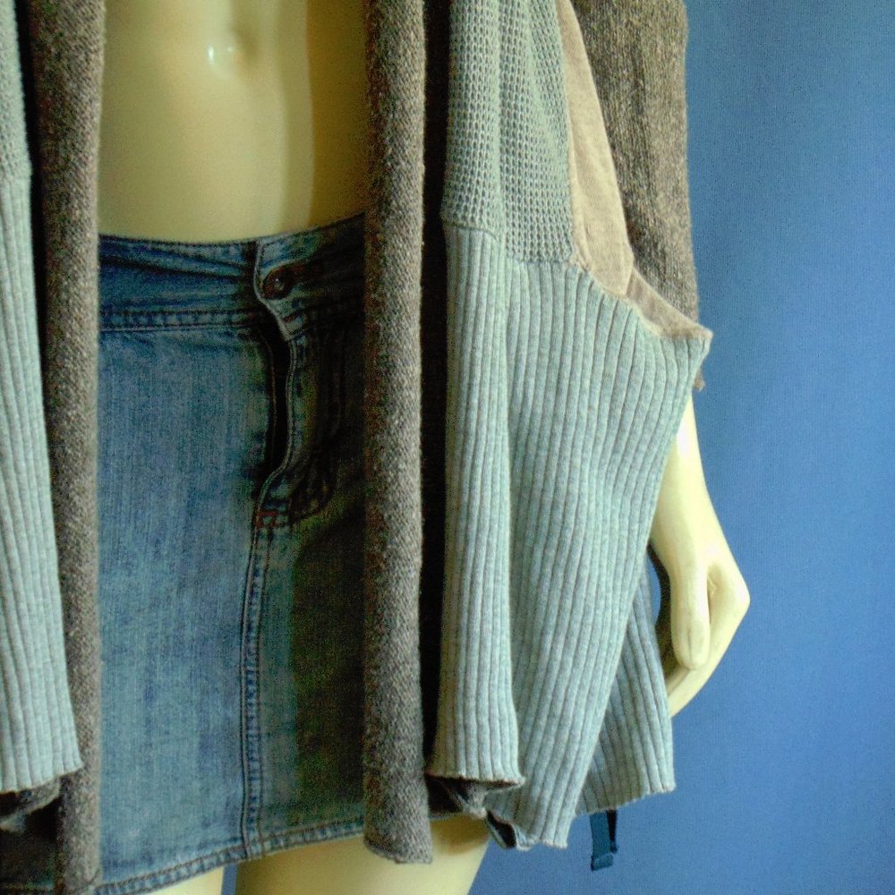 Sparrow Hi Lo Patchwork Open Cardigan PL - Picture 4 of 9